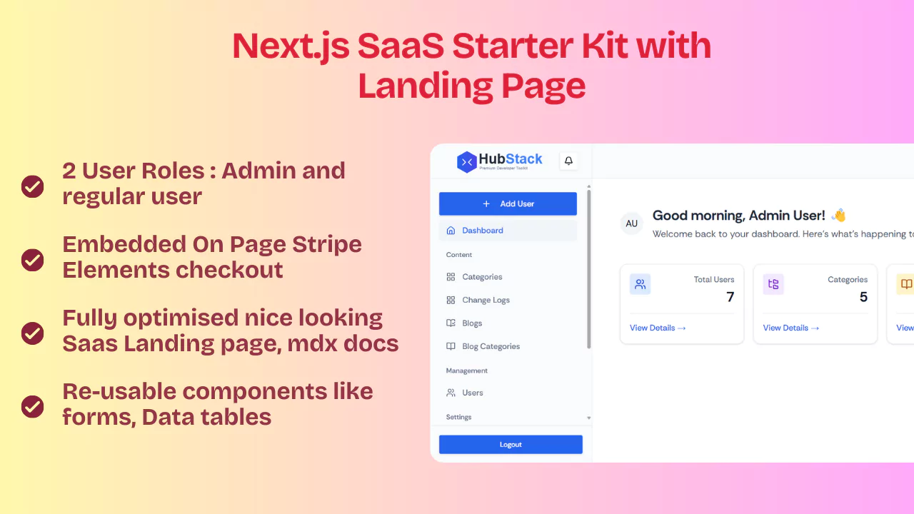 Next.js SaaS Starter Kit with Landing Page